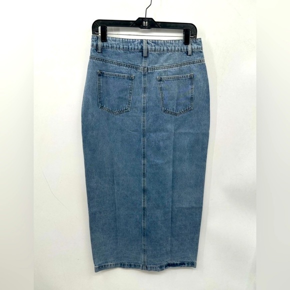 NWT M REVERIEE Y2K blue front yoke bohemian Maxi western 90 denim woman’s skirt - Picture 4 of 14